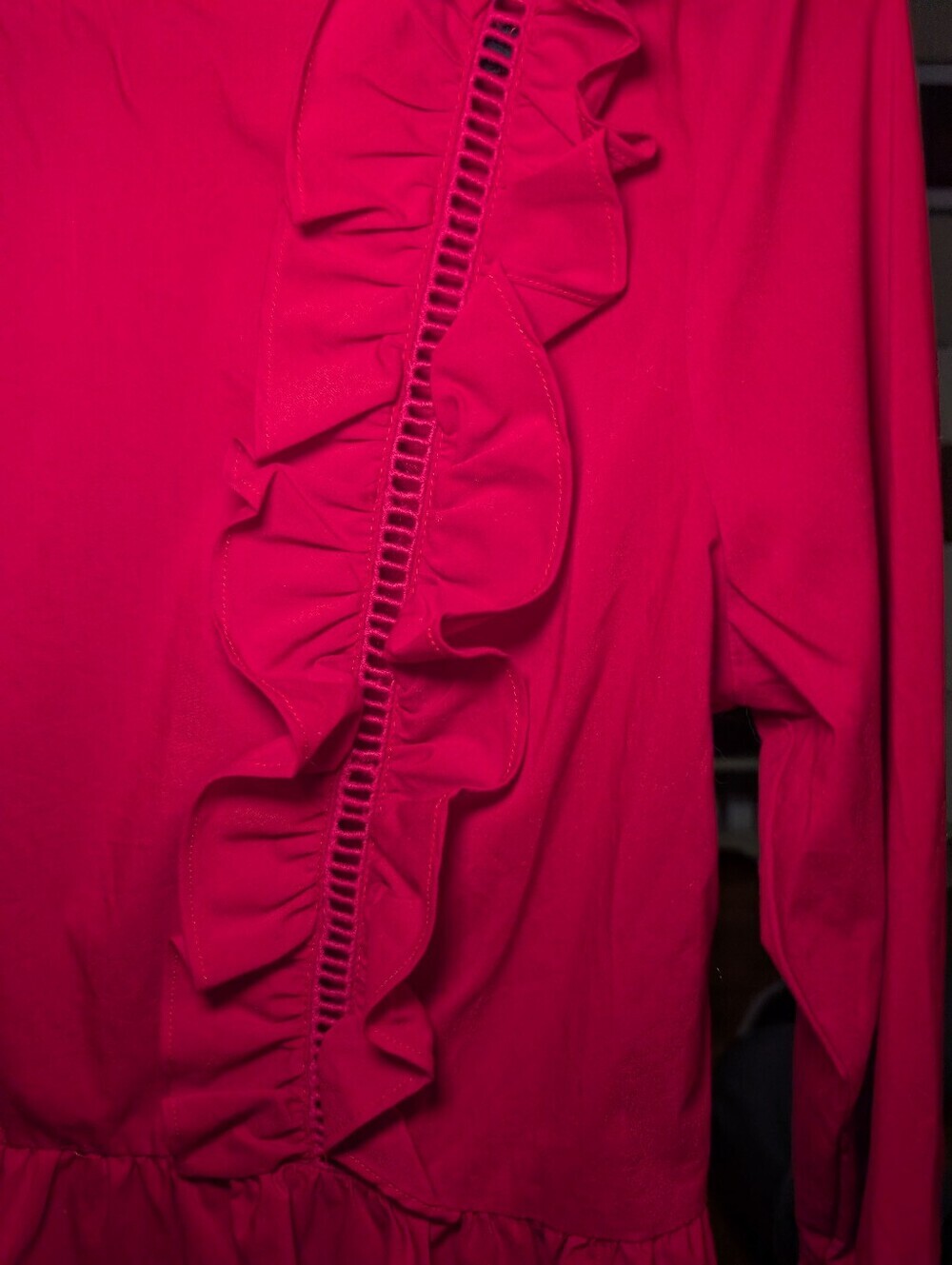 Amaryllis Bright Red Ruffled Peplum Blouse - Picture 5 of 6